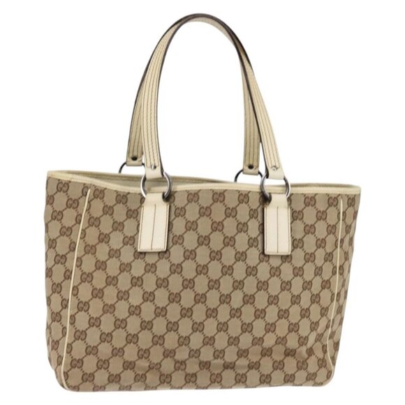 GUCCI GG Canvas Tote Bag Beige Silver 113017 Auth - Picture 3 of 14
